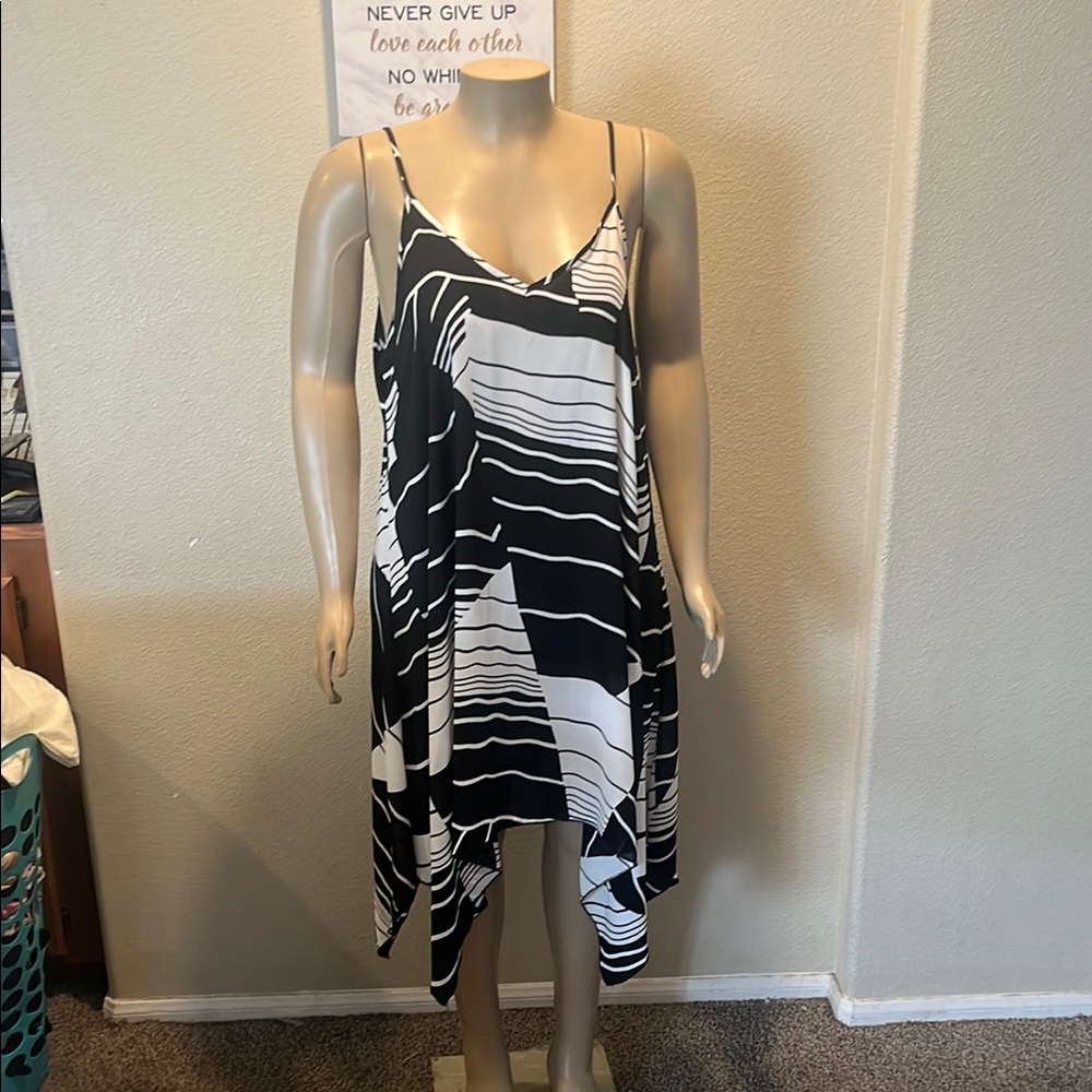 Black and White Asymmetrical High-Low Sundress
